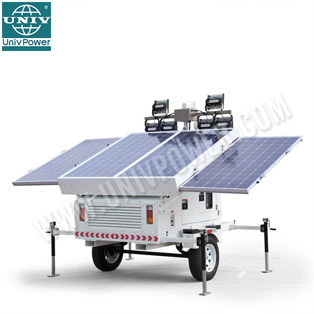 Uso al aire libre del remolque de la vigilancia de las ayudas solares del sistema de energía solar portátil